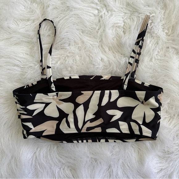 Bandeau Swim Top For Women Black and White Palm Print Size Small - Picture 2 of 7